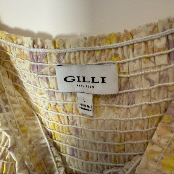 Gilli Floral Puff Sleeve Off Shoulder Smocked Dress Size L - Picture 5 of 7